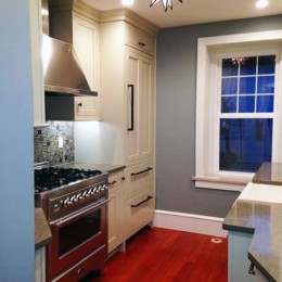 Kitchen remodeling project with wooden floor and white cabinets | MTP Construction in Mt. Laurel, NJ